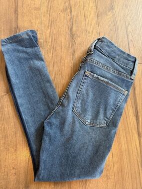 Good American Good Waist Side Stripe Denim Skinny Jeans Pant Size 00/24